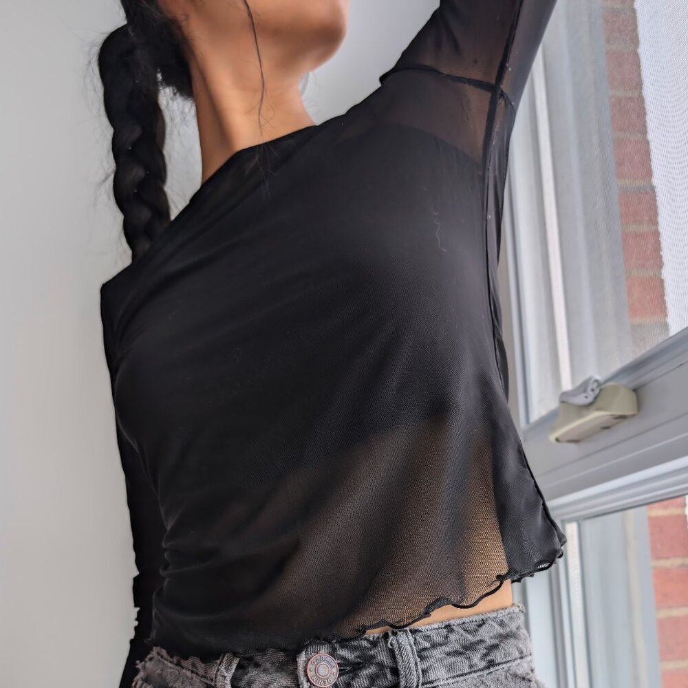 Sheer Mesh Long Sleeve Top